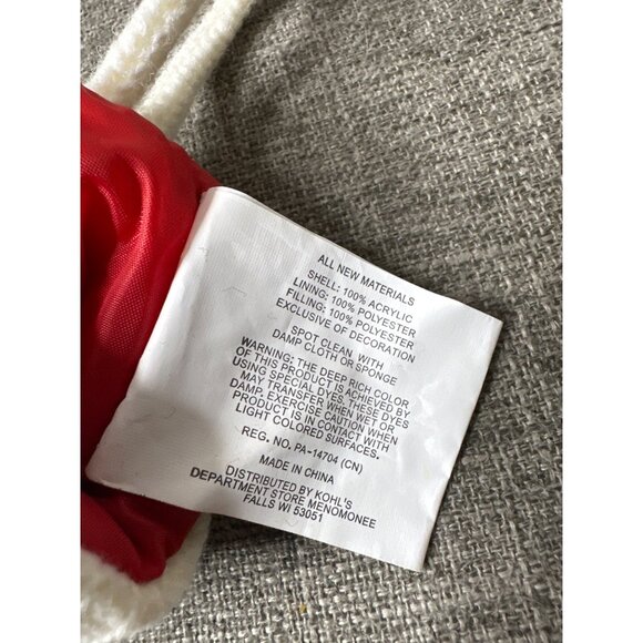 Red & White Cable Knit Christmas Stocking w/ Monogram M - Picture 3 of 4